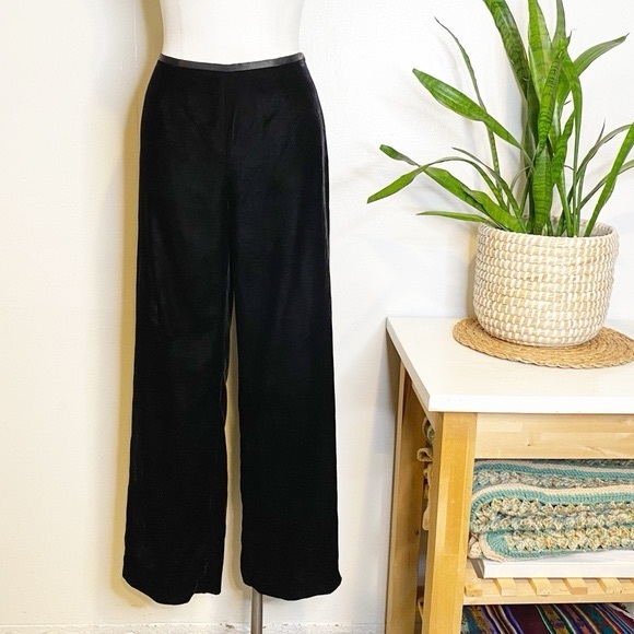 ANN TAYLOR black velvet lined wide pants 2 - Picture 1 of 2